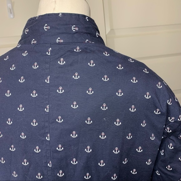 SPANNER Quilted Reversible Jacket Zip Up Sz L Navy Blue Anchors Pattern Pockets - Picture 13 of 15
